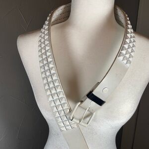 Vintage 2000s Hot Topic Leather Studded Belt Pyramid Studs Punk Goth